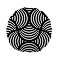 Abstract Black And White Shell Pattern Standard 15  Premium Flano Round Cushions by SpinnyChairDesigns