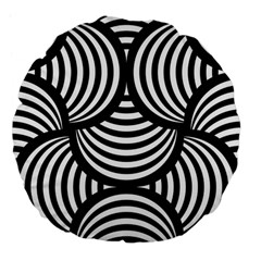 Abstract Black And White Shell Pattern Large 18  Premium Flano Round Cushions by SpinnyChairDesigns