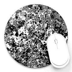 Black And White Grunge Stone Round Mousepads by SpinnyChairDesigns