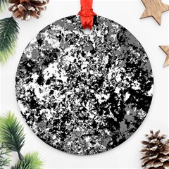 Black And White Grunge Stone Ornament (round) by SpinnyChairDesigns