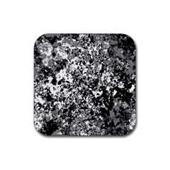 Black And White Grunge Stone Rubber Coaster (square)  by SpinnyChairDesigns