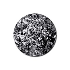 Black And White Grunge Stone Rubber Coaster (round)  by SpinnyChairDesigns