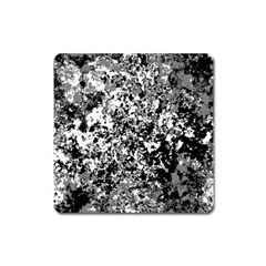 Black And White Grunge Stone Square Magnet by SpinnyChairDesigns