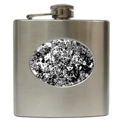 Black And White Grunge Stone Hip Flask (6 Oz) by SpinnyChairDesigns