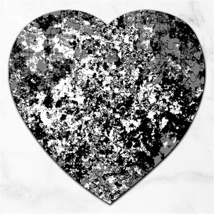 Black and White Grunge Stone Jigsaw Puzzle (Heart)