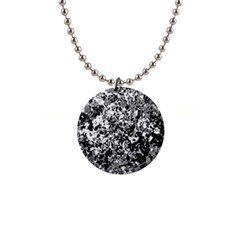 Black And White Grunge Stone 1  Button Necklace by SpinnyChairDesigns