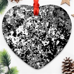 Black And White Grunge Stone Heart Ornament (two Sides) by SpinnyChairDesigns