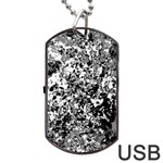 Black and White Grunge Stone Dog Tag USB Flash (One Side) Front