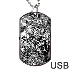 Black And White Grunge Stone Dog Tag Usb Flash (two Sides) by SpinnyChairDesigns