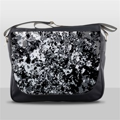 Black And White Grunge Stone Messenger Bag by SpinnyChairDesigns