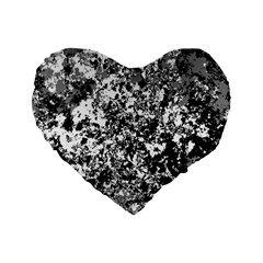 Black And White Grunge Stone Standard 16  Premium Heart Shape Cushions by SpinnyChairDesigns