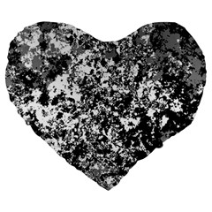 Black And White Grunge Stone Large 19  Premium Heart Shape Cushions by SpinnyChairDesigns