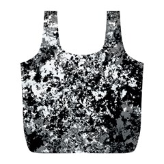 Black And White Grunge Stone Full Print Recycle Bag (l) by SpinnyChairDesigns