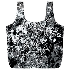 Black And White Grunge Stone Full Print Recycle Bag (xxl) by SpinnyChairDesigns