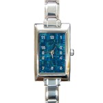 Blue Green Abstract Art Geometric Pattern Rectangle Italian Charm Watch Front