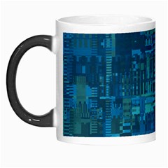 Blue Green Abstract Art Geometric Pattern Morph Mugs by SpinnyChairDesigns