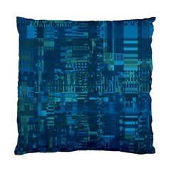 Blue Green Abstract Art Geometric Pattern Standard Cushion Case (one Side) by SpinnyChairDesigns