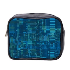 Blue Green Abstract Art Geometric Pattern Mini Toiletries Bag (two Sides) by SpinnyChairDesigns