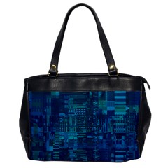 Blue Green Abstract Art Geometric Pattern Oversize Office Handbag by SpinnyChairDesigns