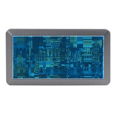 Blue Green Abstract Art Geometric Pattern Memory Card Reader (mini) by SpinnyChairDesigns