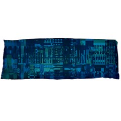 Blue Green Abstract Art Geometric Pattern Body Pillow Case (dakimakura) by SpinnyChairDesigns