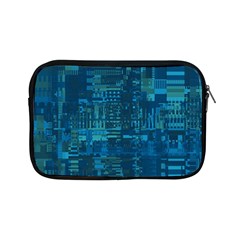 Blue Green Abstract Art Geometric Pattern Apple Ipad Mini Zipper Cases by SpinnyChairDesigns