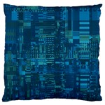 Blue Green Abstract Art Geometric Pattern Large Flano Cushion Case (Two Sides) Front