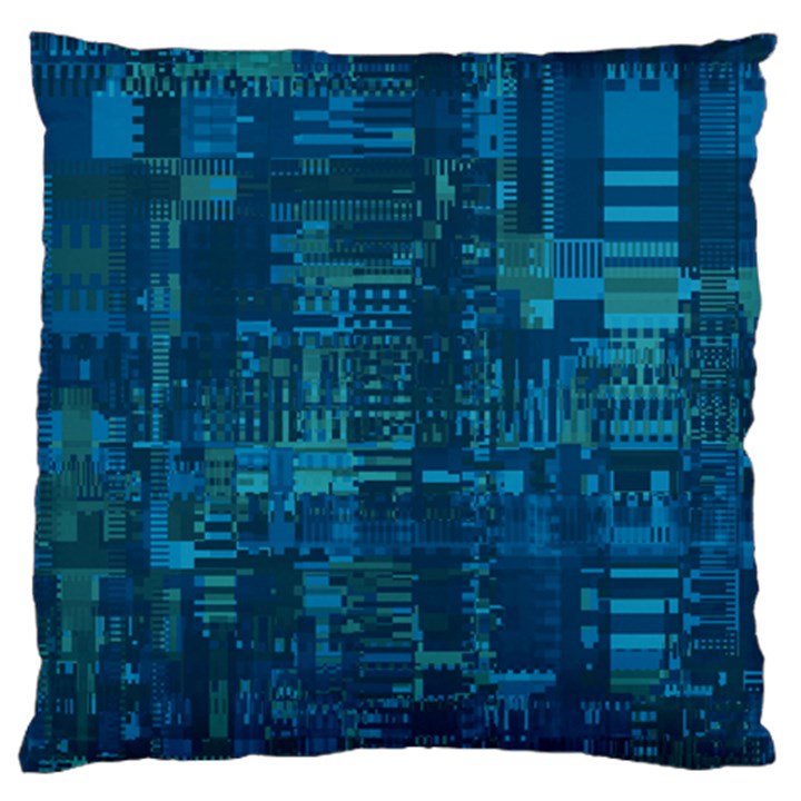 Blue Green Abstract Art Geometric Pattern Large Flano Cushion Case (Two Sides)