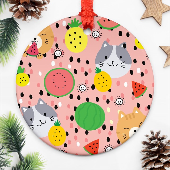 Cats and fruits  Ornament (Round)