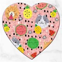 Cats And Fruits  Jigsaw Puzzle (heart) by Sobalvarro