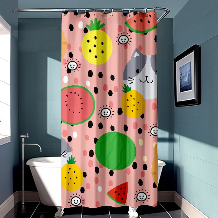 Cats and fruits  Shower Curtain 36  x 72  (Stall) 