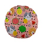 Cats and fruits  Standard 15  Premium Flano Round Cushions Front