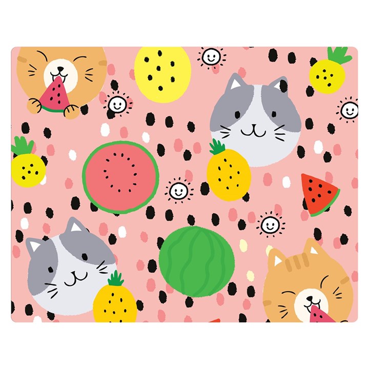 Cats and fruits  Double Sided Flano Blanket (Medium) 