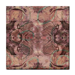 Tea Rose Pink And Brown Abstract Art Color Tile Coaster by SpinnyChairDesigns