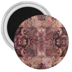 Tea Rose Pink And Brown Abstract Art Color 3  Magnets by SpinnyChairDesigns