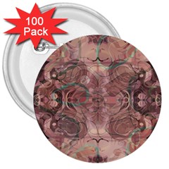 Tea Rose Pink And Brown Abstract Art Color 3  Buttons (100 Pack)  by SpinnyChairDesigns