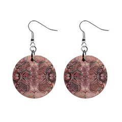 Tea Rose Pink And Brown Abstract Art Color Mini Button Earrings by SpinnyChairDesigns