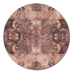 Tea Rose Pink And Brown Abstract Art Color Magnet 5  (round) by SpinnyChairDesigns