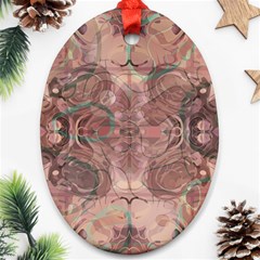 Tea Rose Pink And Brown Abstract Art Color Oval Ornament (two Sides) by SpinnyChairDesigns