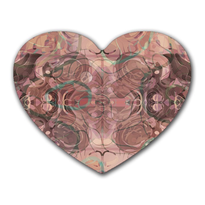 Tea Rose Pink and Brown Abstract Art Color Heart Mousepads