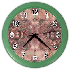 Tea Rose Pink And Brown Abstract Art Color Color Wall Clock by SpinnyChairDesigns