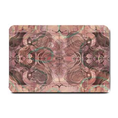 Tea Rose Pink And Brown Abstract Art Color Small Doormat  by SpinnyChairDesigns