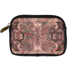 Tea Rose Pink And Brown Abstract Art Color Digital Camera Leather Case by SpinnyChairDesigns