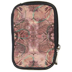 Tea Rose Pink And Brown Abstract Art Color Compact Camera Leather Case by SpinnyChairDesigns