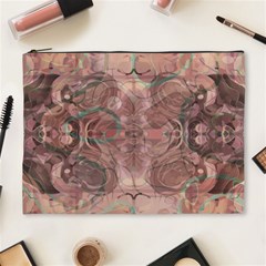 Tea Rose Pink And Brown Abstract Art Color Cosmetic Bag (xl) by SpinnyChairDesigns