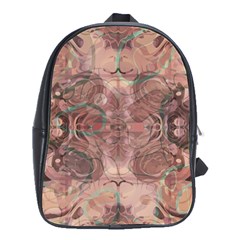 Tea Rose Pink And Brown Abstract Art Color School Bag (large) by SpinnyChairDesigns