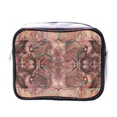 Tea Rose Pink And Brown Abstract Art Color Mini Toiletries Bag (one Side) by SpinnyChairDesigns