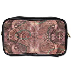 Tea Rose Pink And Brown Abstract Art Color Toiletries Bag (two Sides) by SpinnyChairDesigns