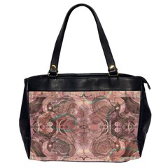 Tea Rose Pink And Brown Abstract Art Color Oversize Office Handbag (2 Sides) by SpinnyChairDesigns