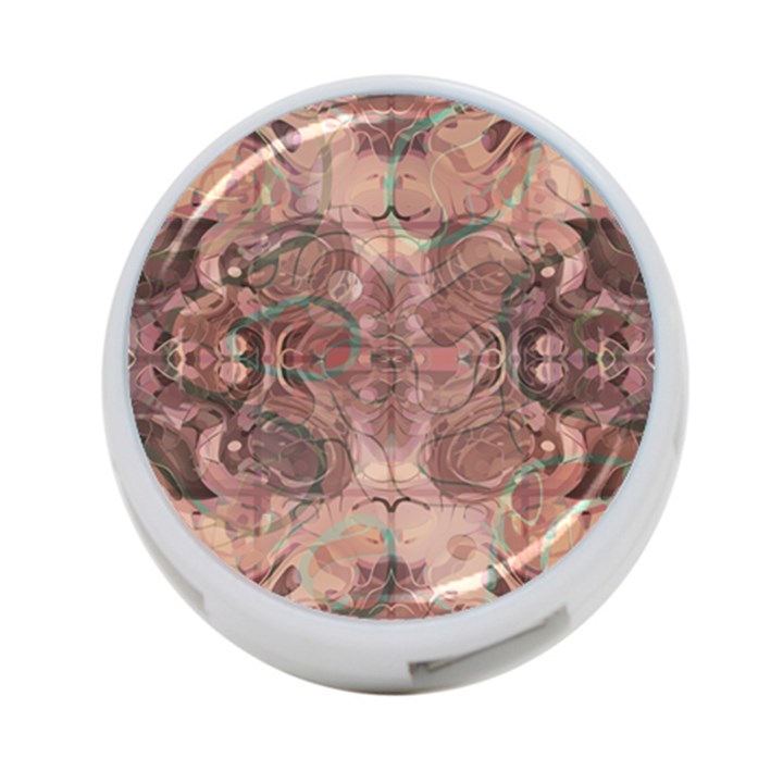 Tea Rose Pink and Brown Abstract Art Color 4-Port USB Hub (Two Sides)